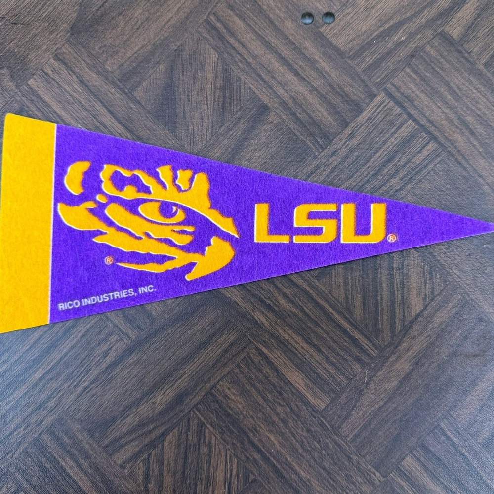 LSU Tigers Rico Industries Purple Gold Felt Pennant Tiger Eye Logo Fan Decor